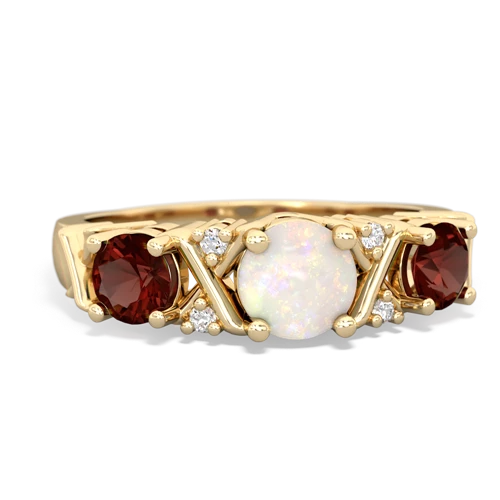 Opal Genuine Opal with Genuine Garnet and Lab Created Pink Sapphire Hugs and Kisses ring Ring