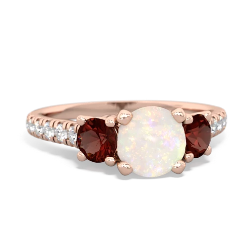Opal Genuine Opal with Genuine Garnet and Genuine Aquamarine Pave Trellis ring Ring