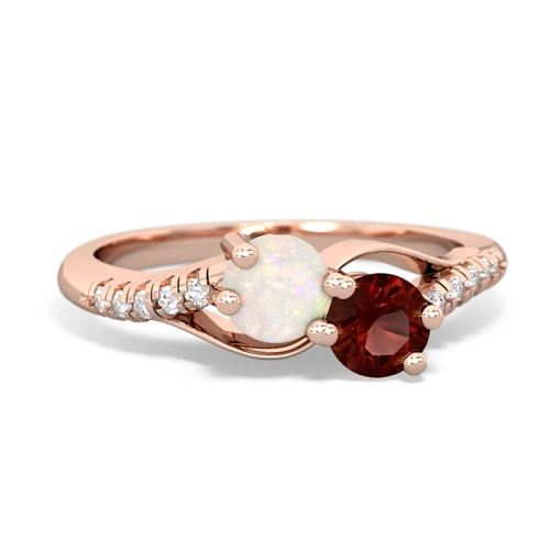 opal-garnet two stone infinity ring