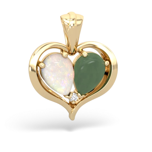 opal-jade half heart whole pendant