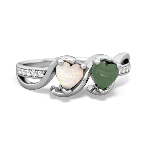 opal-jade double heart ring