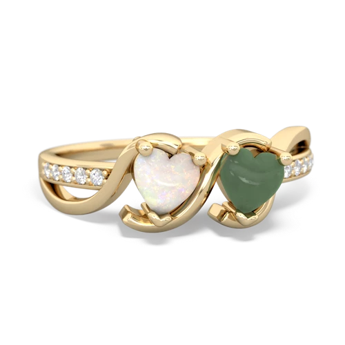 opal-jade double heart ring