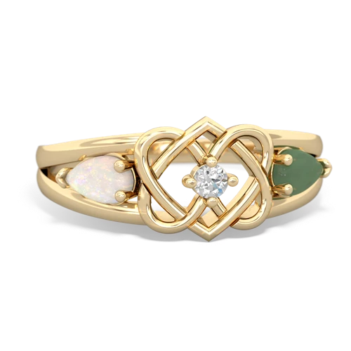opal-jade double heart ring