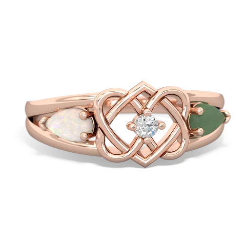 opal-jade double heart ring