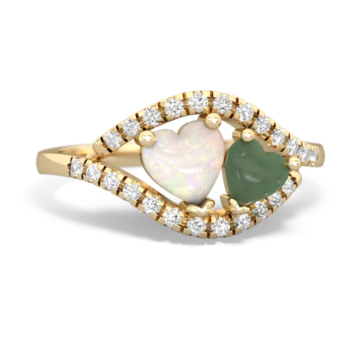 opal-jade mother child ring