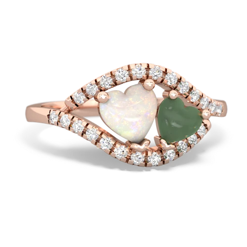 opal-jade mother child ring