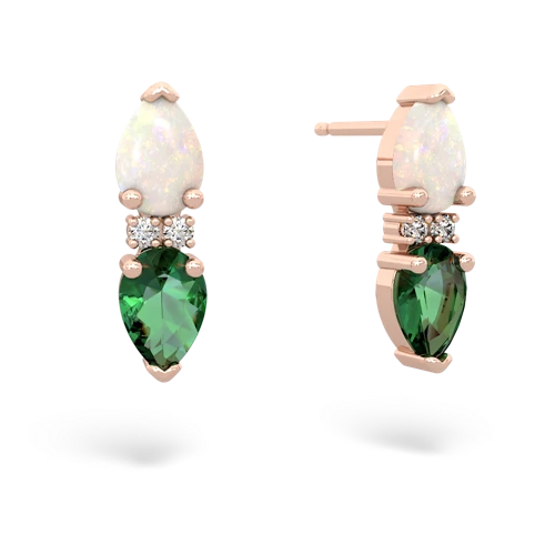 opal-lab emerald bowtie earrings