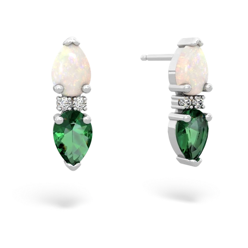 opal-lab emerald bowtie earrings