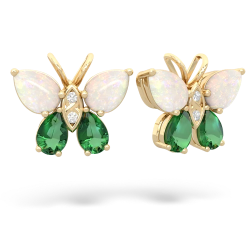 opal-lab emerald butterfly earrings