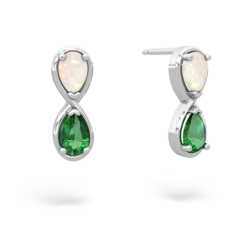 opal-lab emerald infinity earrings