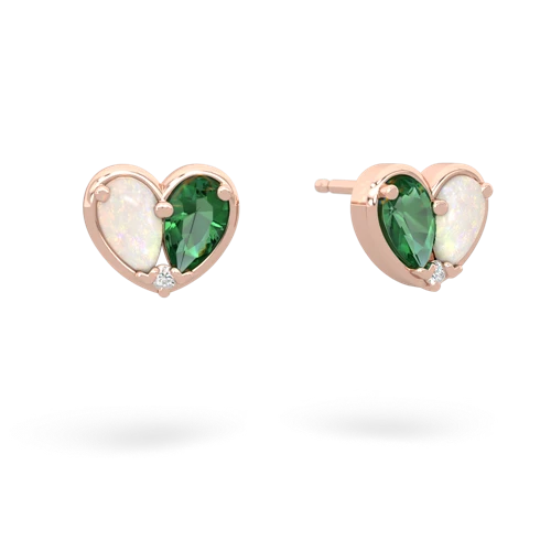 opal-lab emerald one heart earrings