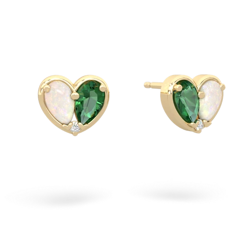 opal-lab emerald one heart earrings