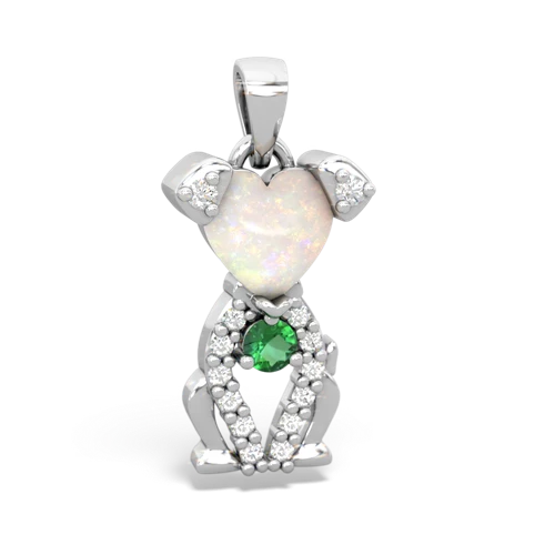 Opal Genuine Opal with Lab Created Emerald Puppy Love pendant Pendant
