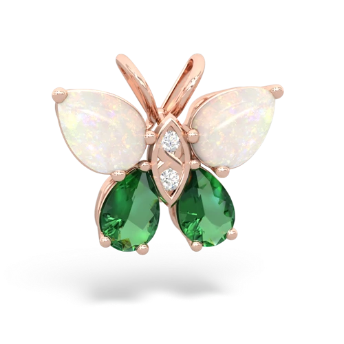 opal-lab emerald butterfly pendant