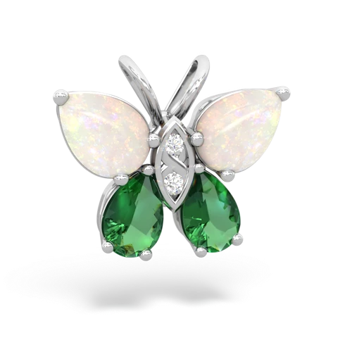 opal-lab emerald butterfly pendant