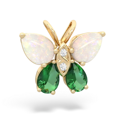 opal-lab emerald butterfly pendant