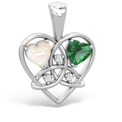 opal-lab emerald celtic heart pendant