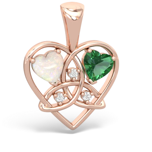 opal-lab emerald celtic heart pendant