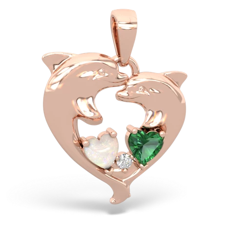 opal-lab emerald dolphins pendant