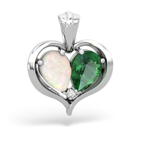 opal-lab emerald half heart whole pendant