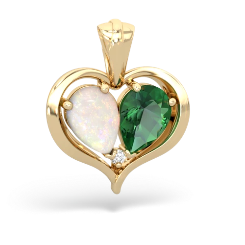 opal-lab emerald half heart whole pendant