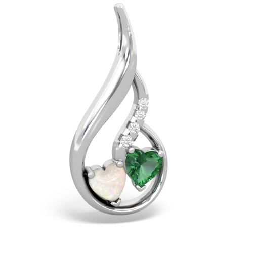 Opal Genuine Opal with Lab Created Emerald Keepsake Curves pendant Pendant