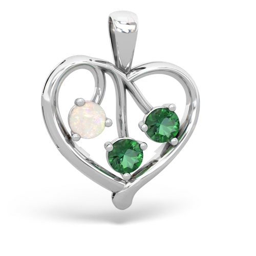 opal-lab emerald love heart pendant