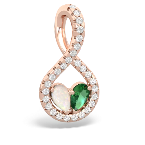Opal Genuine Opal with Lab Created Emerald PavÃ© Twist pendant Pendant