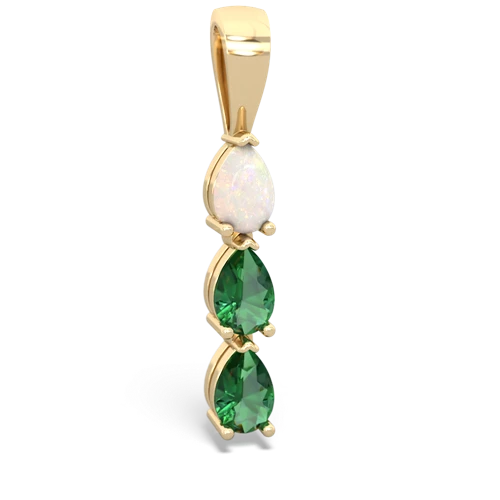 Opal Genuine Opal with Lab Created Emerald and Lab Created Sapphire Three Stone pendant Pendant