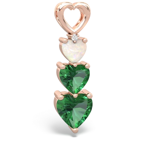 opal-lab emerald three stone pendant