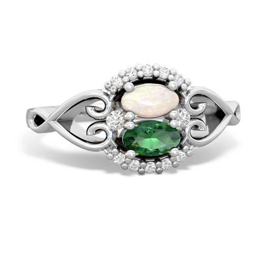 opal-lab emerald antique keepsake ring