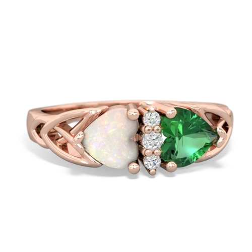 opal-lab emerald celtic ring