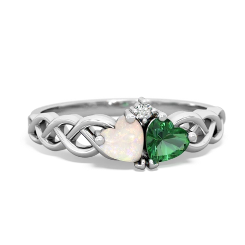 opal-lab emerald celtic braid ring