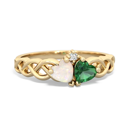 opal-lab emerald celtic braid ring