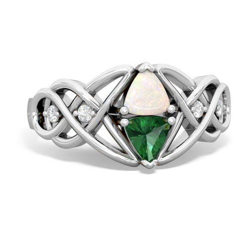 opal-lab emerald celtic knot ring