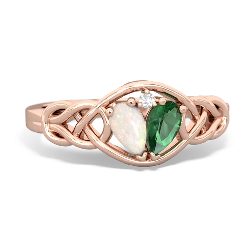 opal-lab emerald celtic knot ring