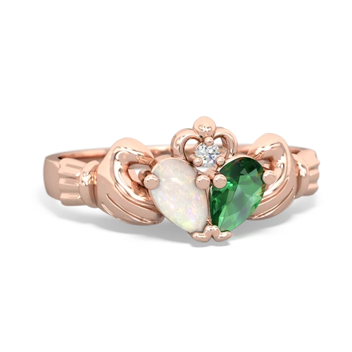 opal-lab emerald claddagh ring