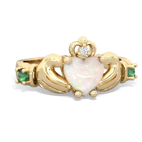 opal-lab emerald claddagh ring