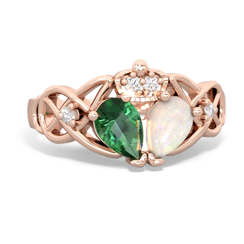 opal-lab emerald claddagh ring
