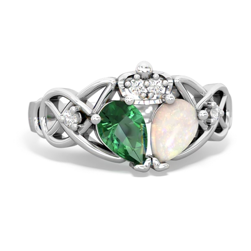 opal-lab emerald claddagh ring