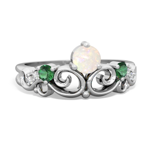 Opal Genuine Opal with Lab Created Emerald and Lab Created Pink Sapphire Crown Keepsake ring Ring