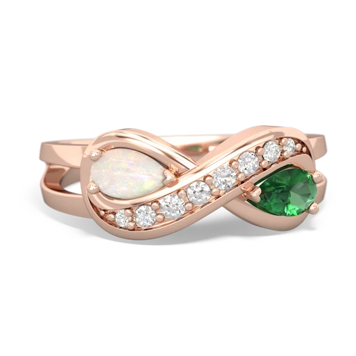 opal-lab emerald diamond infinity ring