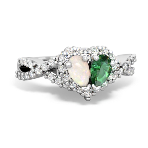 opal-lab emerald engagement ring