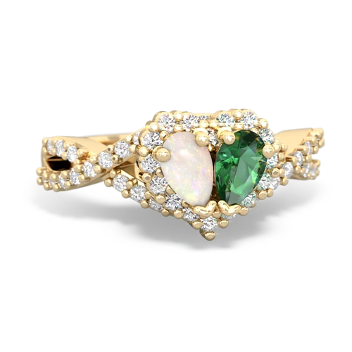 opal-lab emerald engagement ring