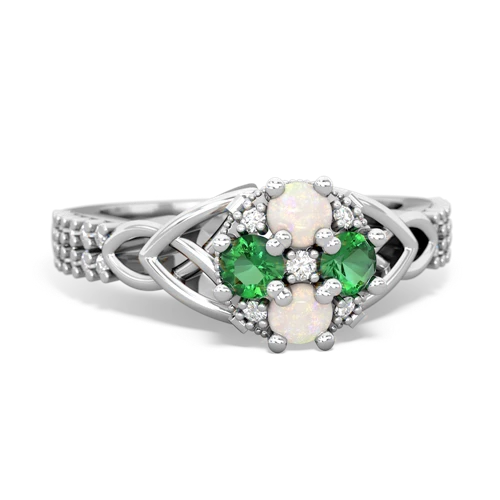 opal-lab emerald engagement ring