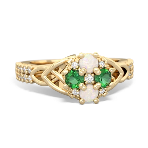 opal-lab emerald engagement ring