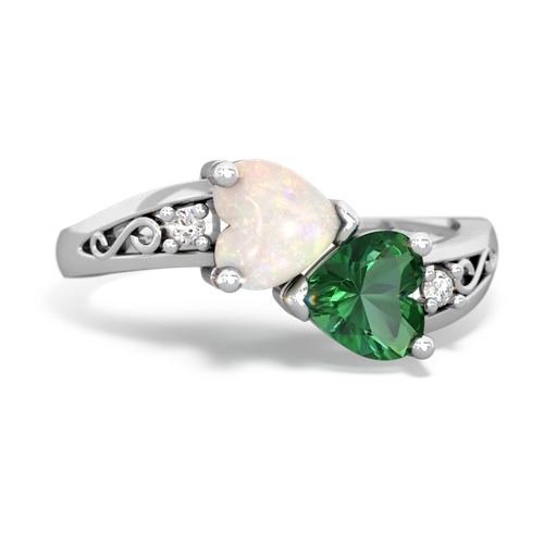 opal-lab emerald filligree ring