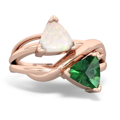 opal-lab emerald filligree ring