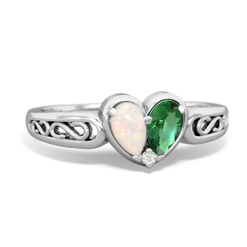 opal-lab emerald filligree ring