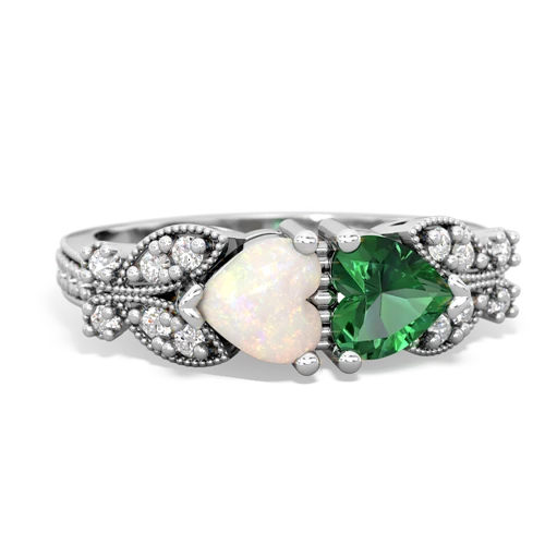 opal-lab emerald keepsake butterfly ring